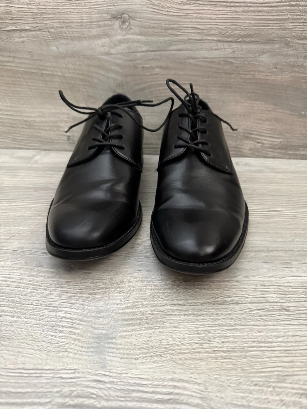 J F Corvus Classic Black Derby Shoes - Men's Dress Oxfords size 9.5